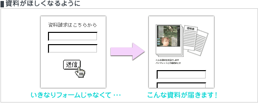 すぐにフォームではなく...こんな資料が届きます、ほしいでしょ！